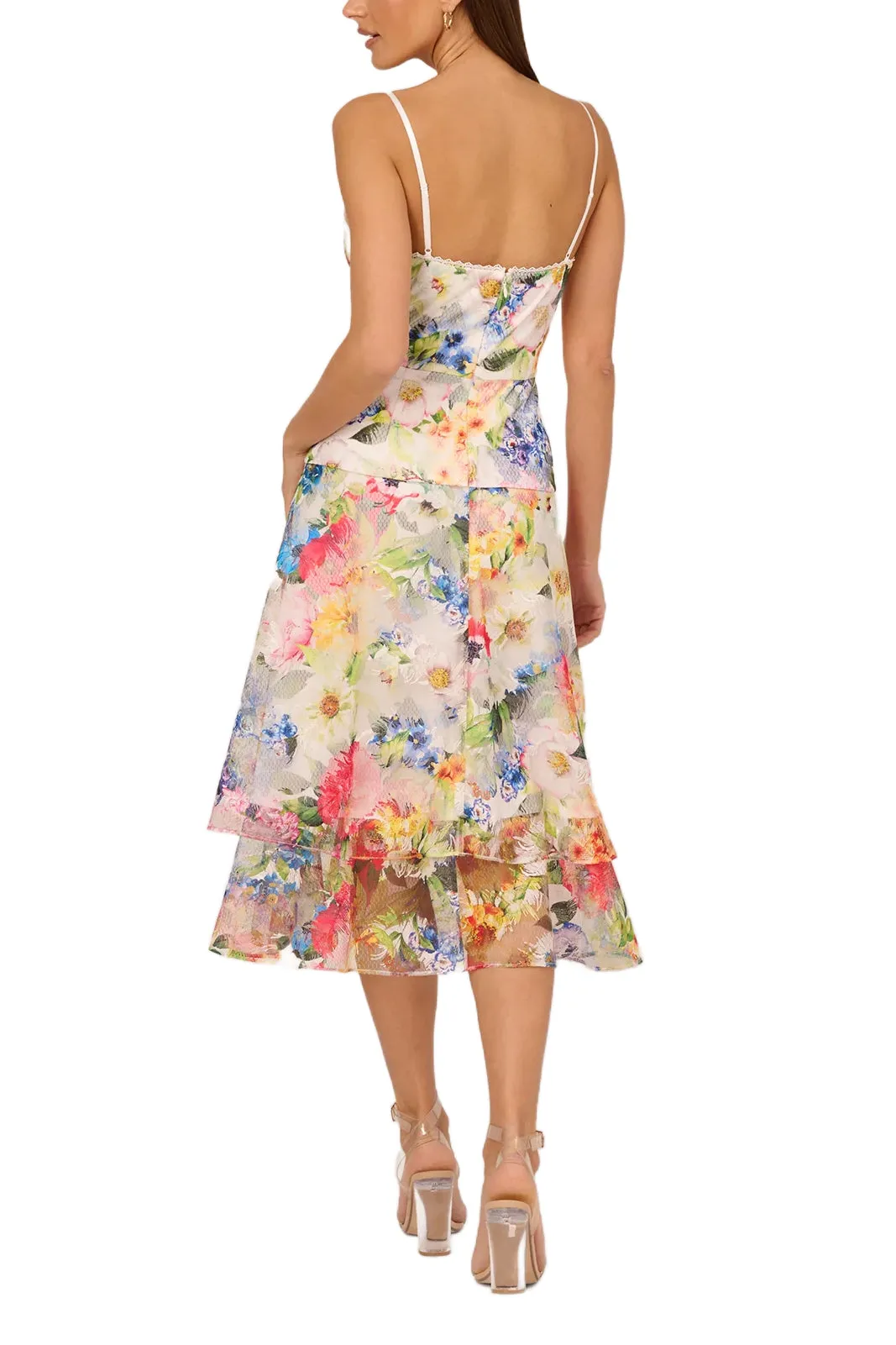 Adrianna Papell Printed Embroidered Fit & Flare Dress