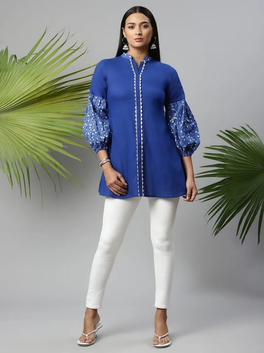 Ahalyaa Women Blue Pure Cotton Printed Tunic