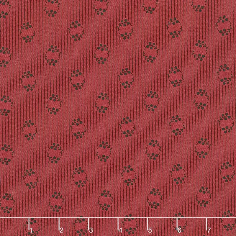 American Swatch Book - Wreath Stripe Red Yardage