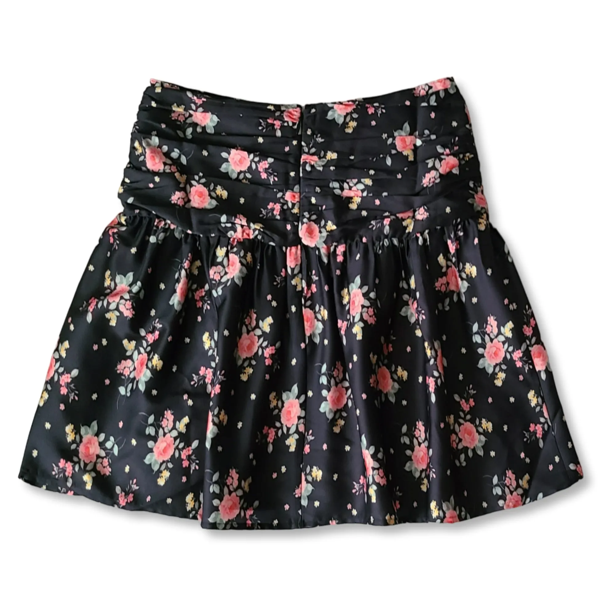 ASOS Floral Print Satin Finish Ruched Mini Skirt