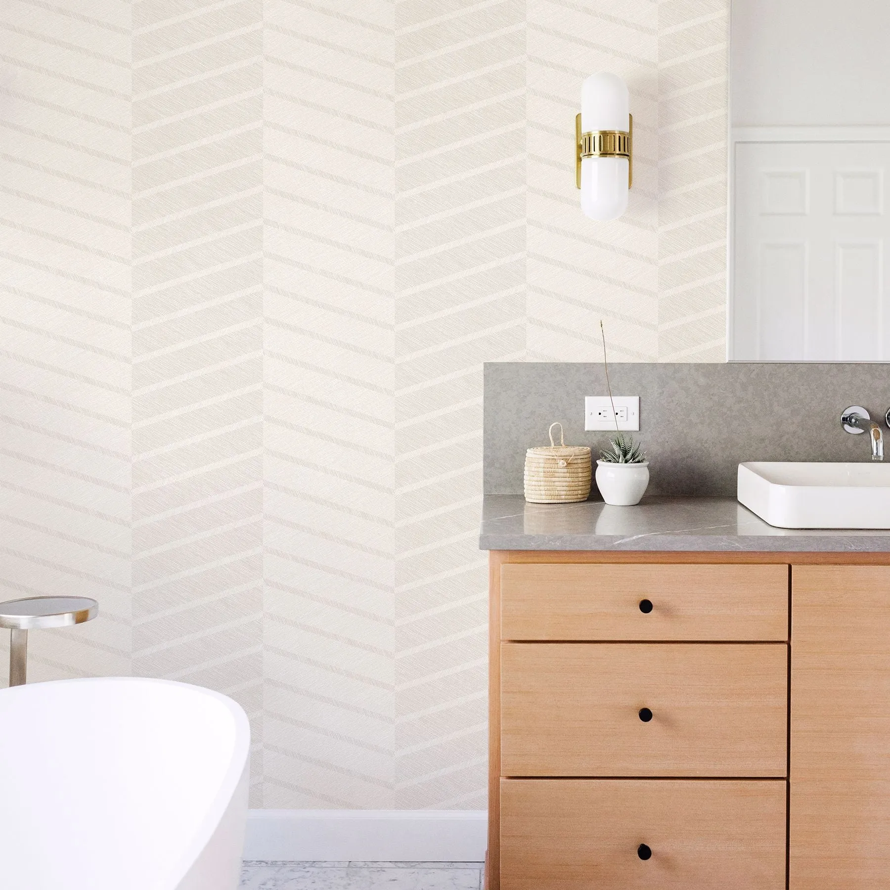 Aspen Chevron Wallpaper in White from the Scott Living Collection