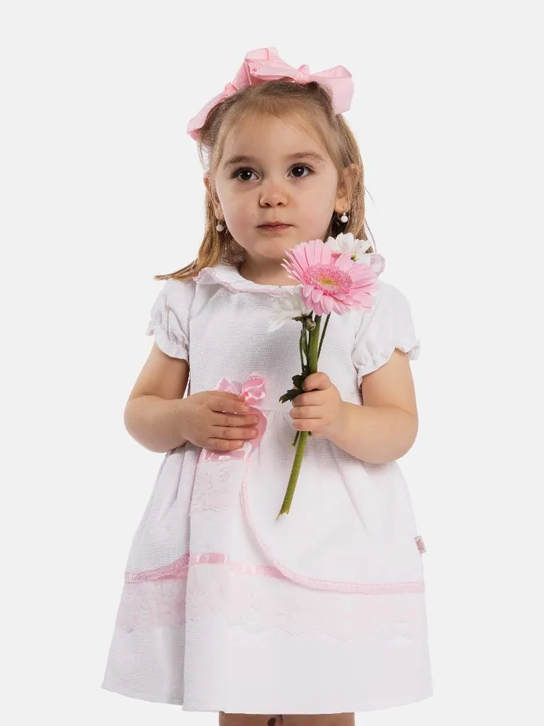 Baby Girl Esmer Collection Spanish Dress-White and Pink