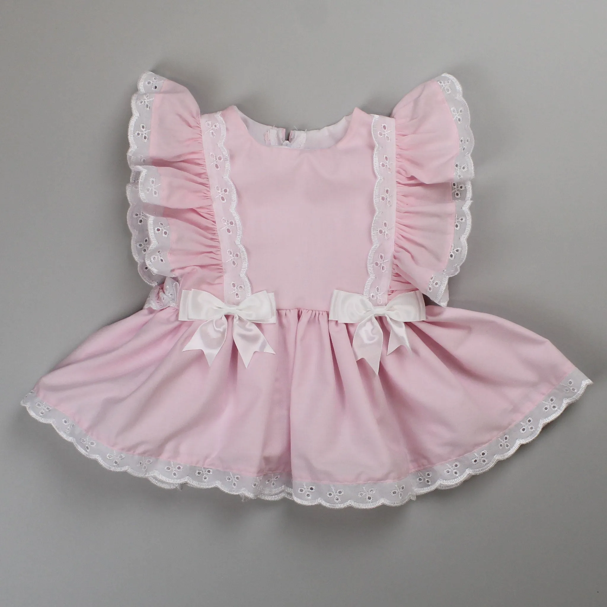 Baby Girl Summer Dress with Lace Trimming - Pink