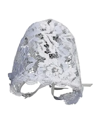 Baby Girls White Trimmed Lace Christening Baptism Bonnet 0-18M