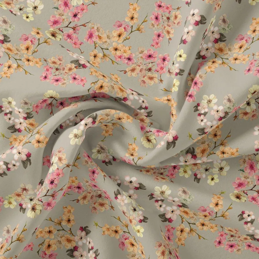 Beautiful Ditsy Gold Sand With Pot Pourri Colour Digital Printed Fabric - Weightless