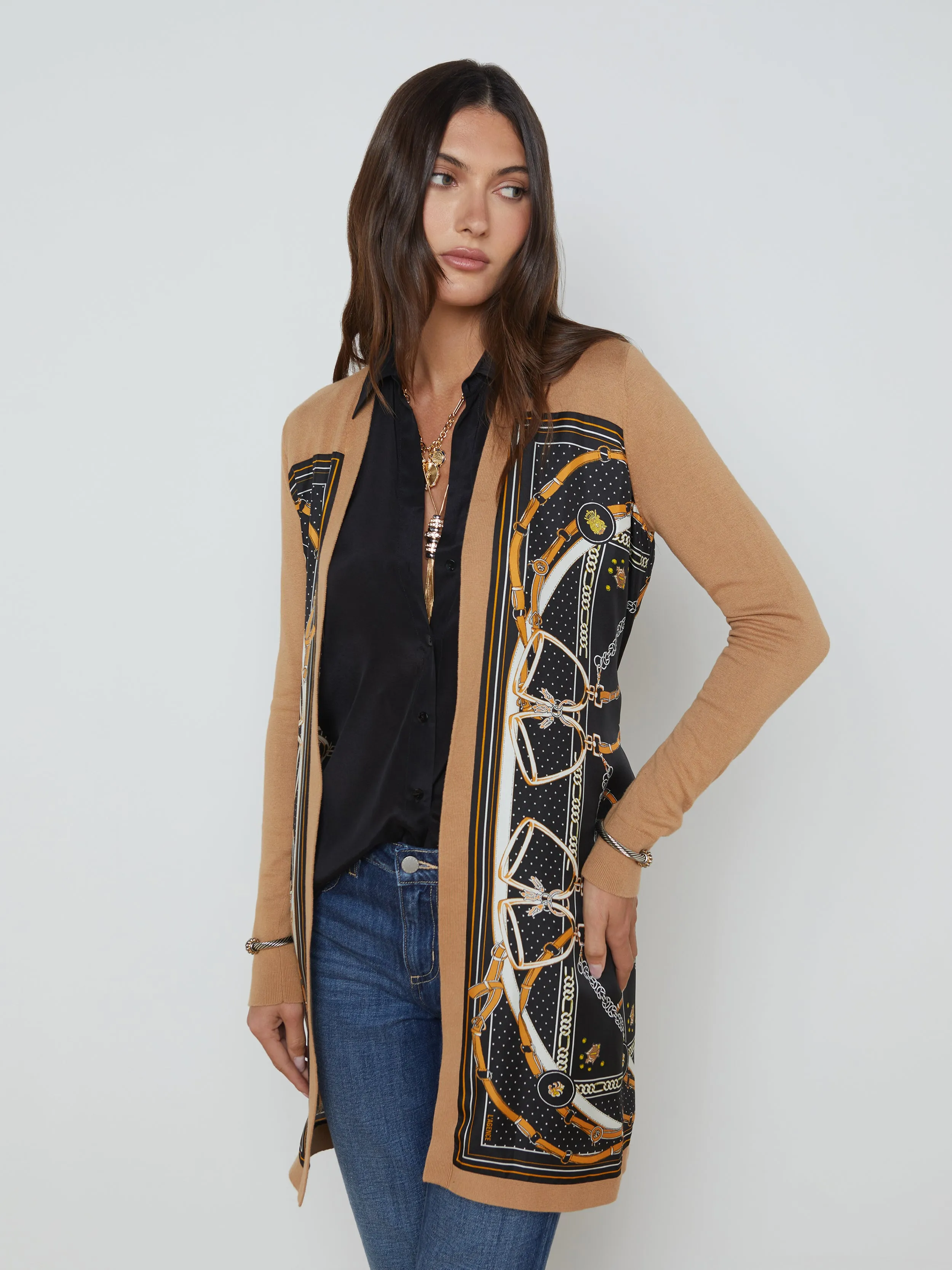 Beverly Silk Panel Cardigan