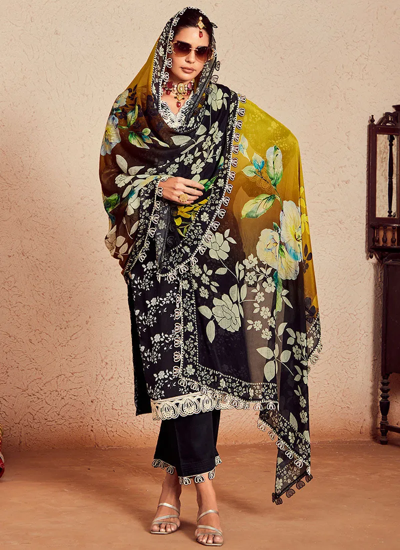 Black And Yellow Multicoloured Dori Work Pakistani Salwar Kameez Suit