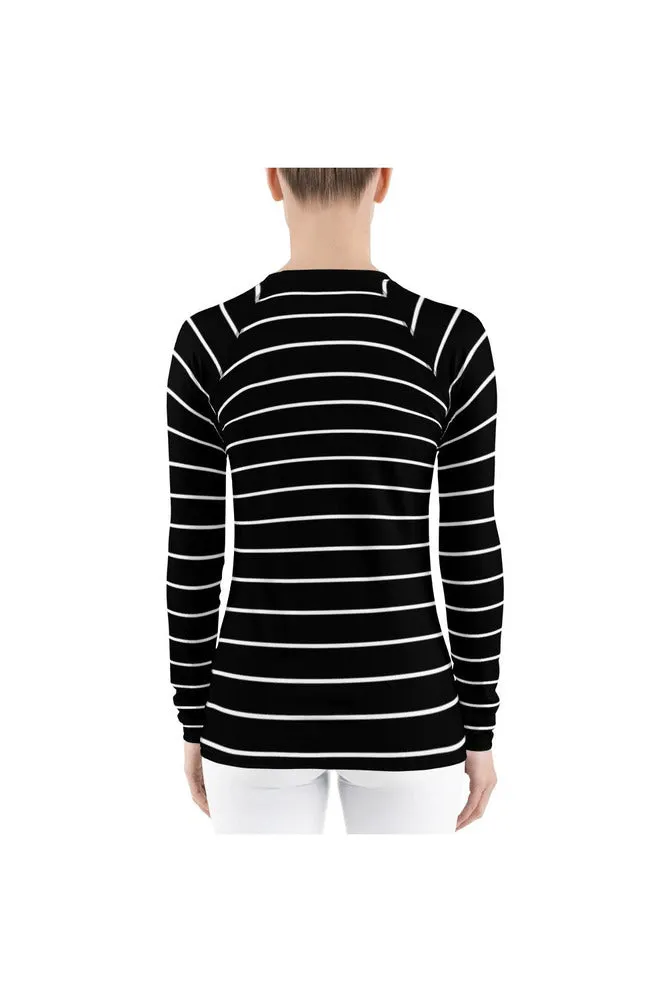 Black Striped Women's Rash Guard