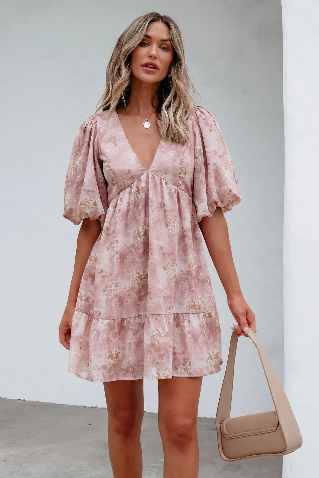 Blush Floral Print Mini Dress - FINAL SALE