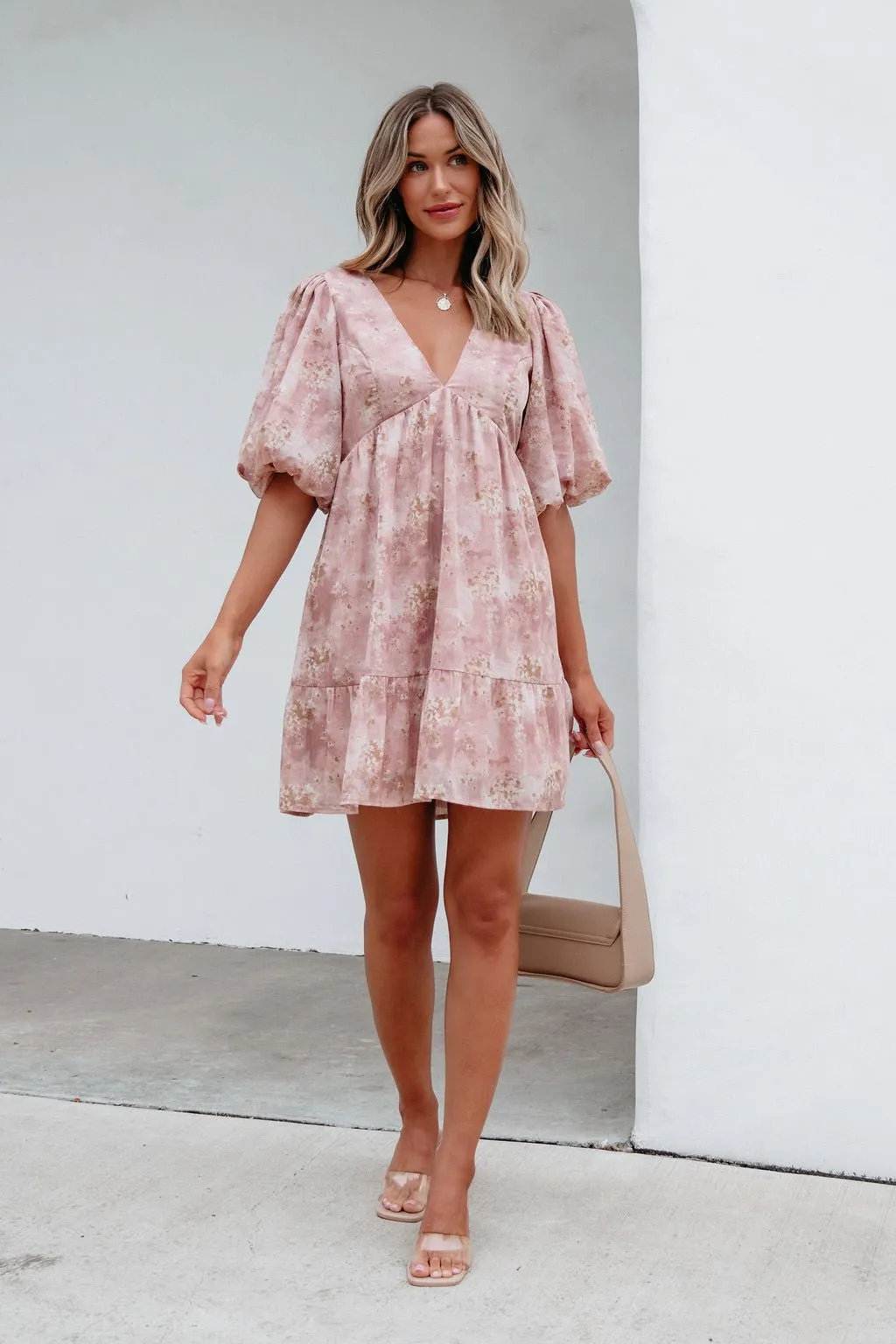 Blush Floral Print Mini Dress - FINAL SALE