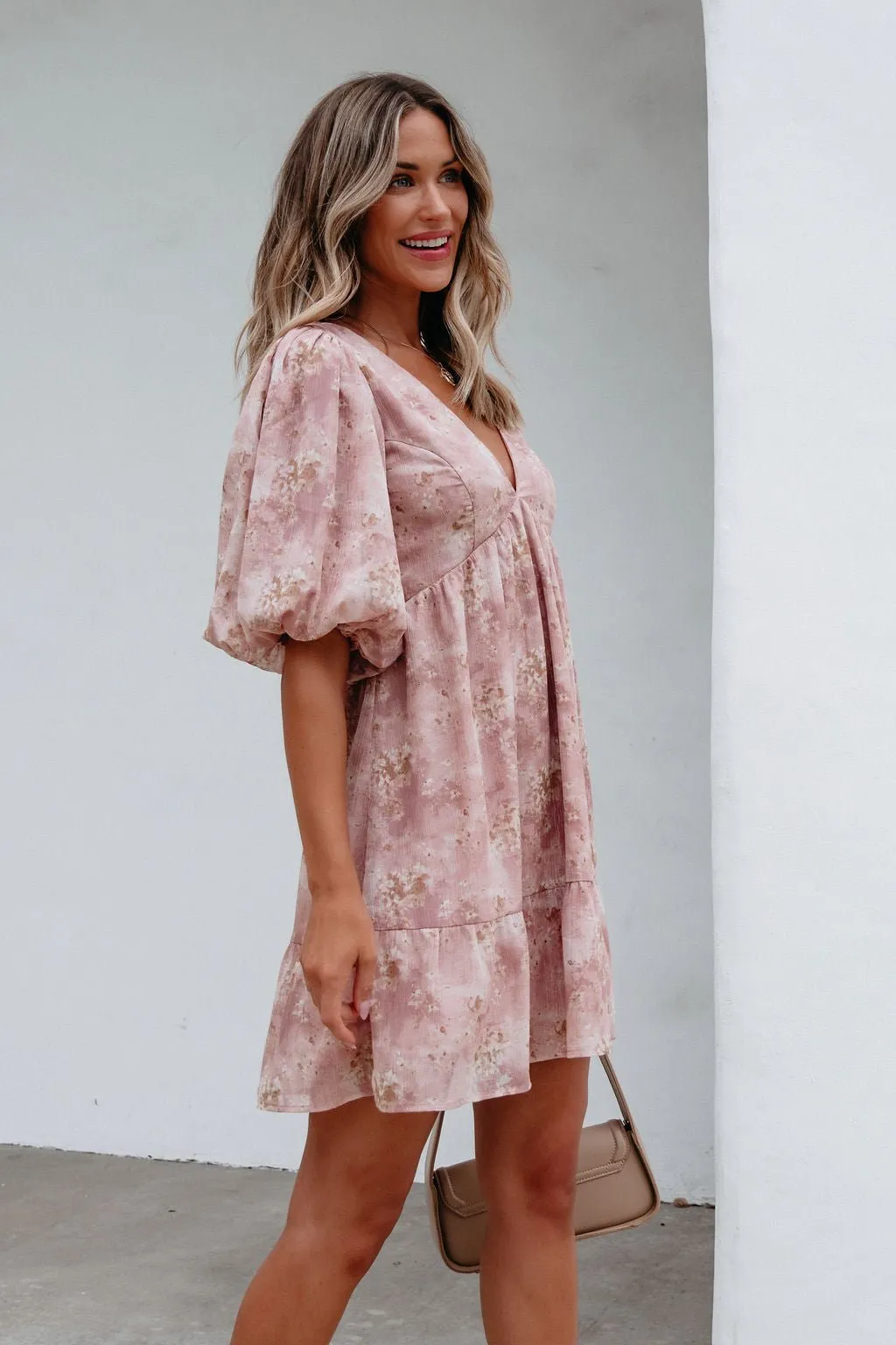 Blush Floral Print Mini Dress - FINAL SALE