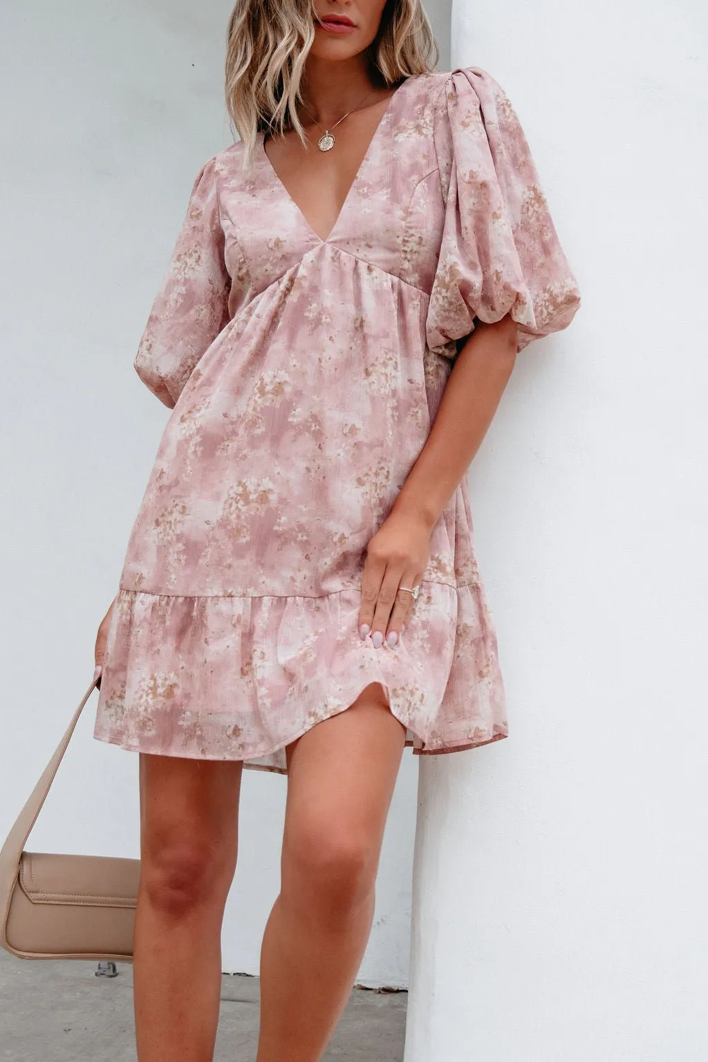 Blush Floral Print Mini Dress - FINAL SALE