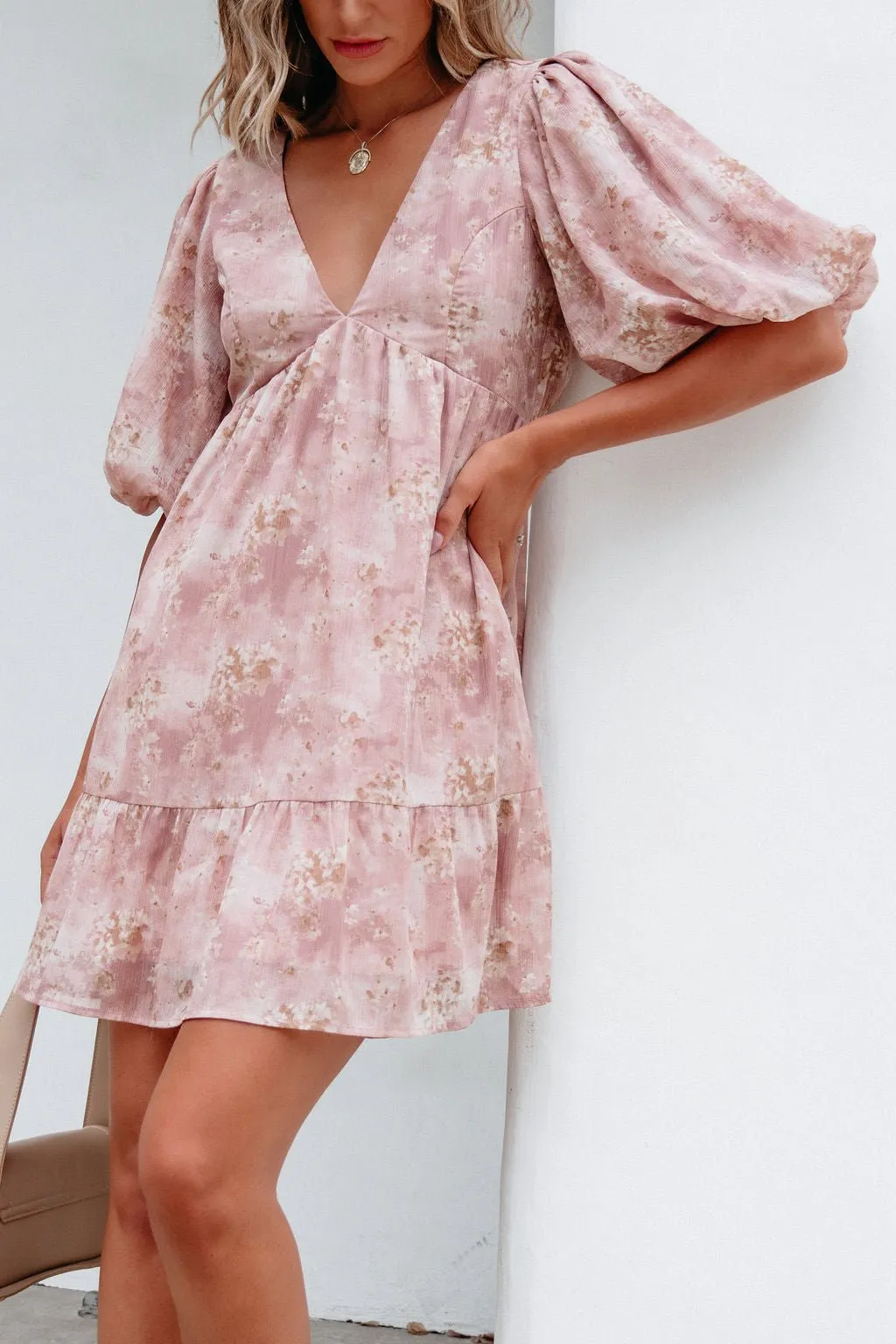 Blush Floral Print Mini Dress - FINAL SALE