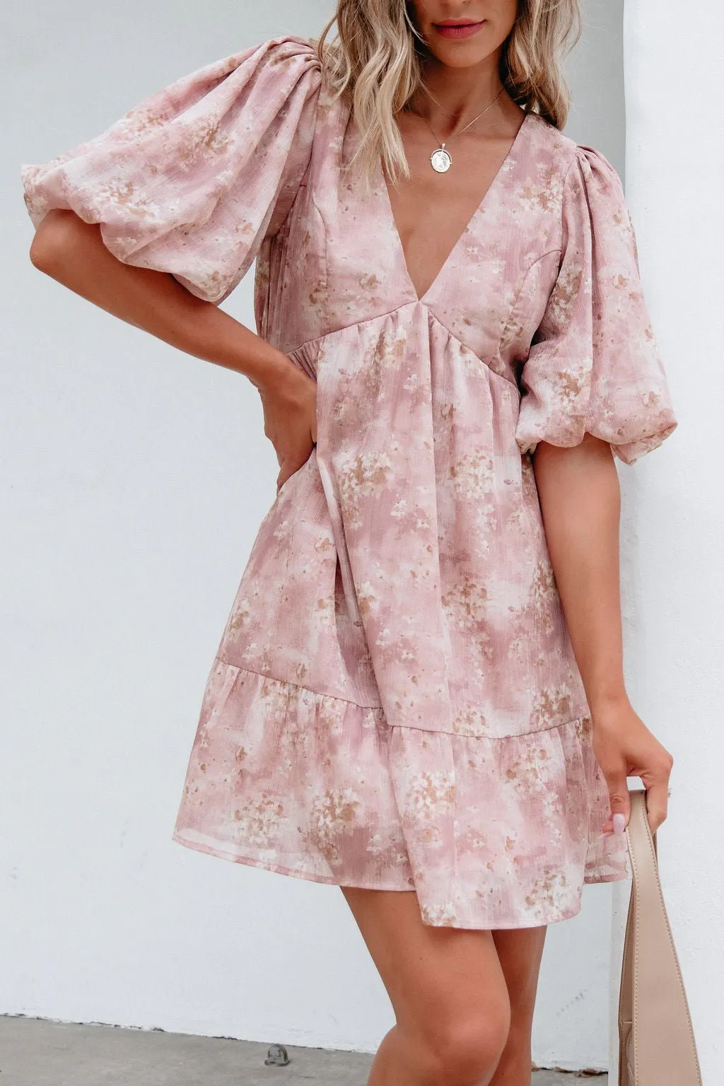 Blush Floral Print Mini Dress - FINAL SALE