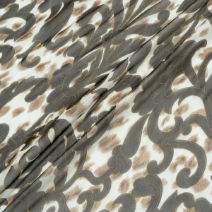 Brown Printed Animal Pure Silk Chiffon