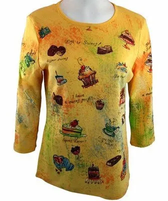 Cactus Fashion Rhinestones, Pure Gold Scoop Neck Top - Sweet Lover