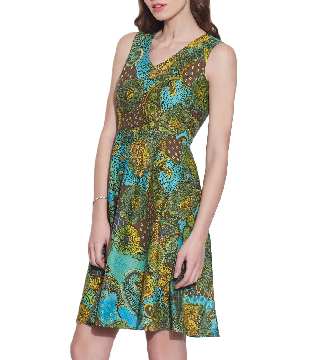 Clothes For Women Cotton Printed Dress,Machine Washable,W-CPD46-1614, Size-46 Inch