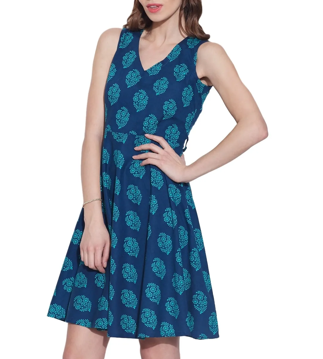 Clothes For Women Cotton Printed Dress,Machine Washable,W-CPD46-1629, Size-46 Inch