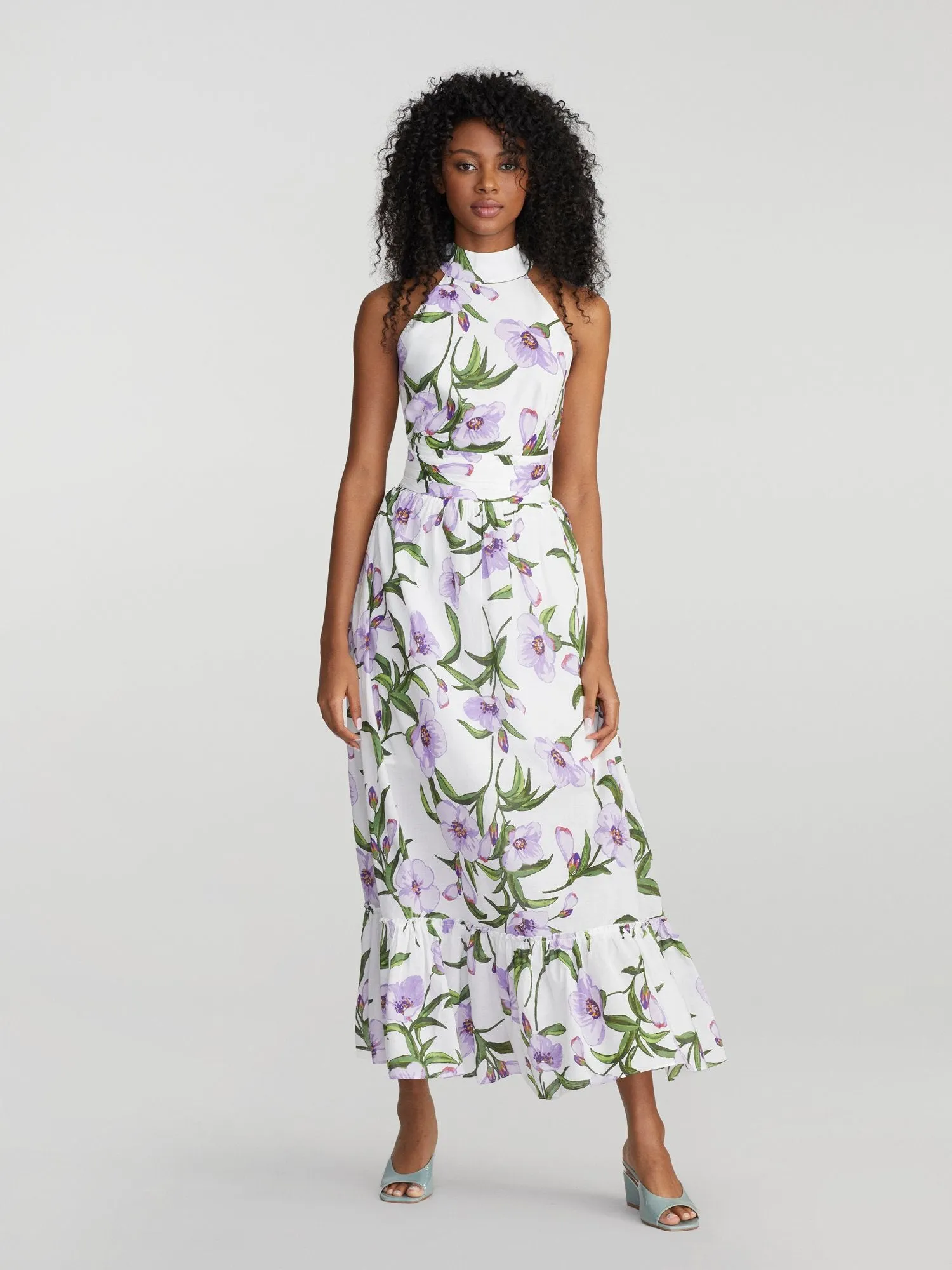 Coralie Floral-Print Halterneck Maxi Dress