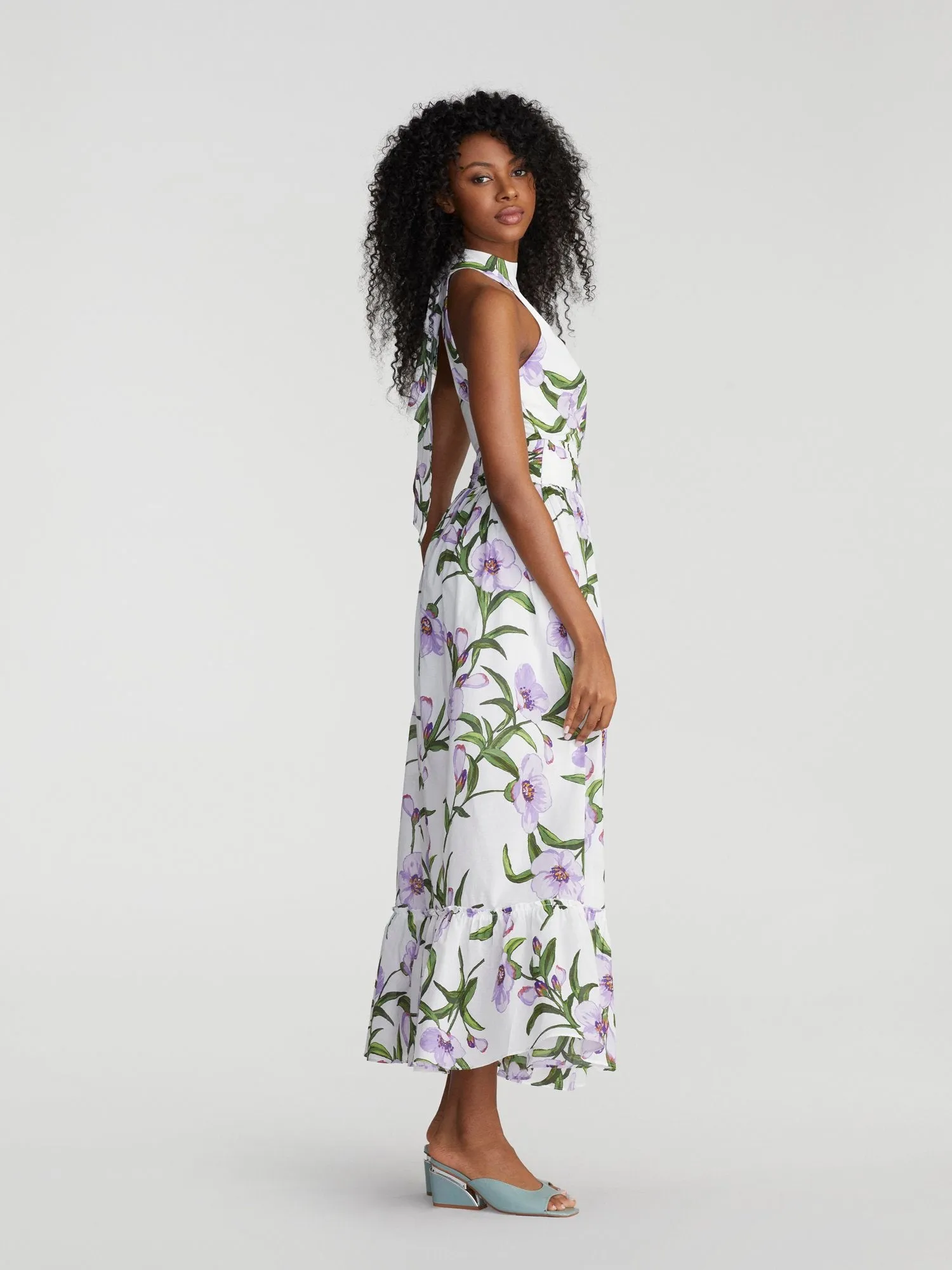 Coralie Floral-Print Halterneck Maxi Dress