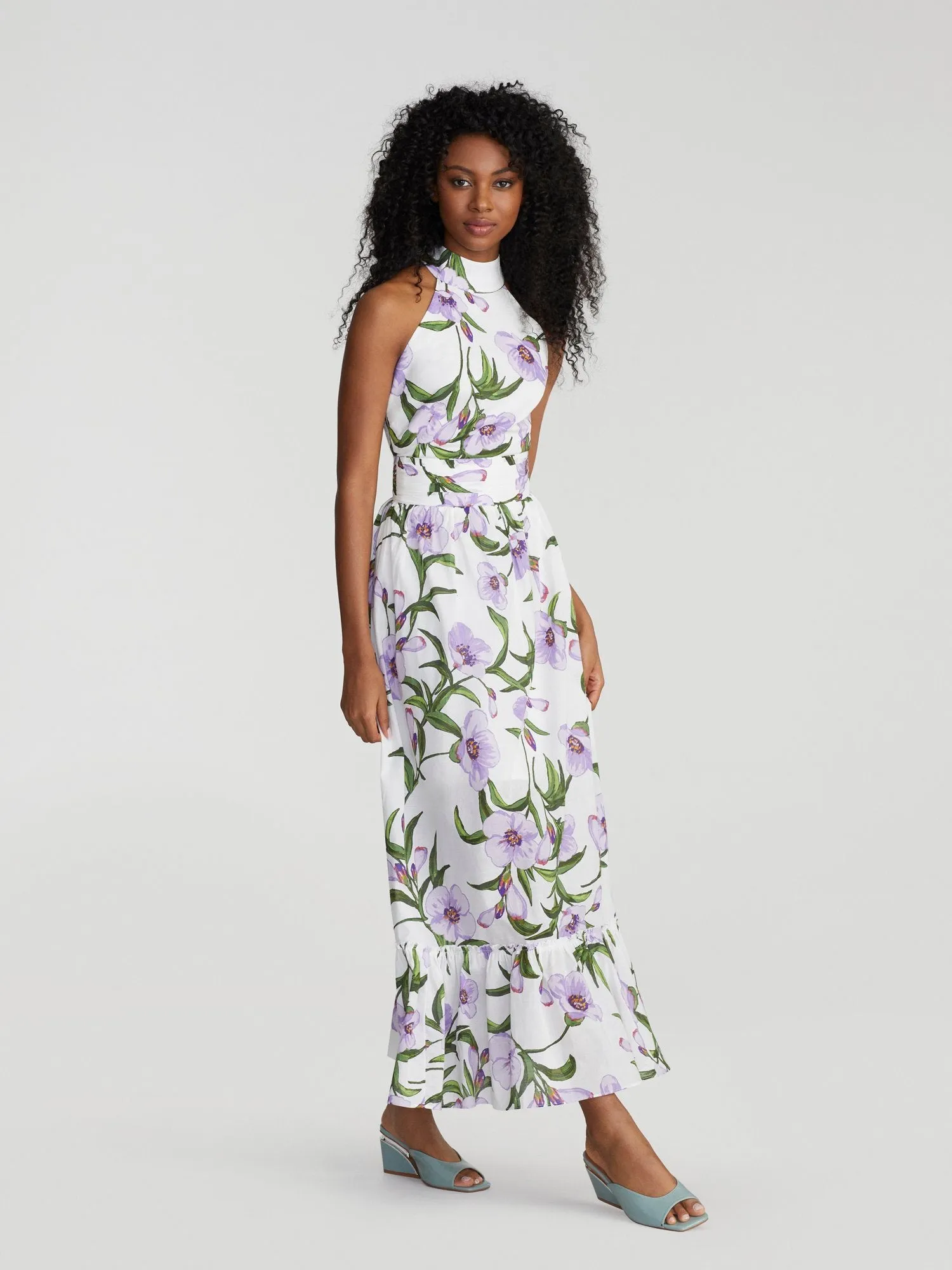 Coralie Floral-Print Halterneck Maxi Dress