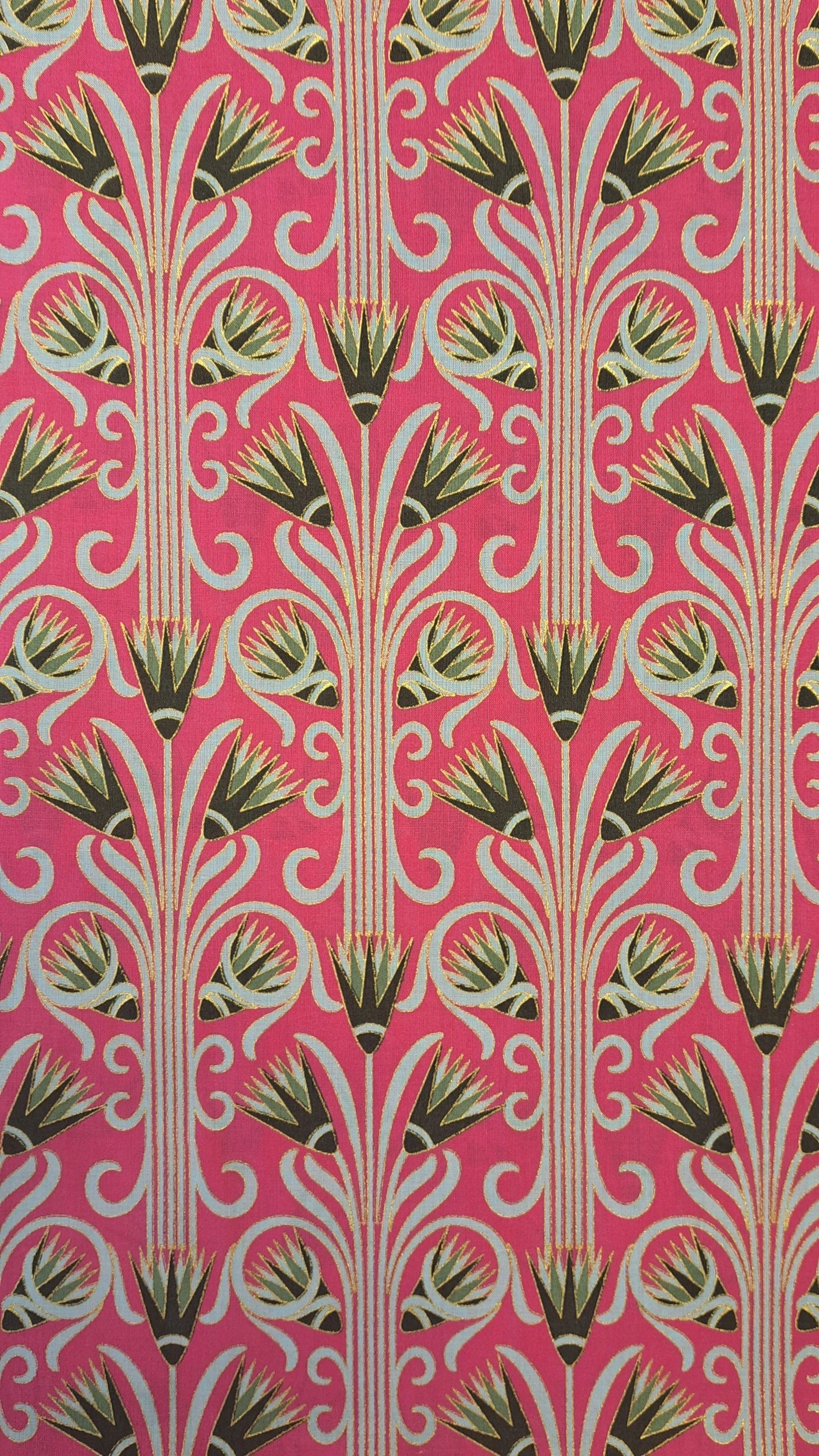 Cotton Print - Stylized Art Deco Cerise