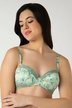 Demure Padded Non-Wired Demi Bra - Tulip Harmony Print