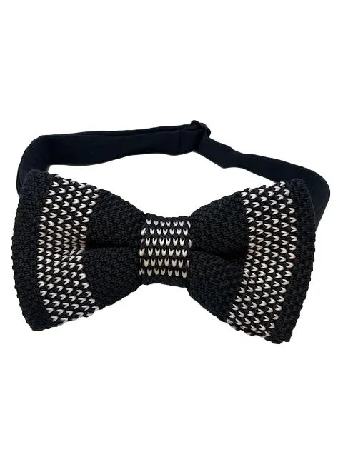 Elegant Black Knit Bowtie with Small Pattern