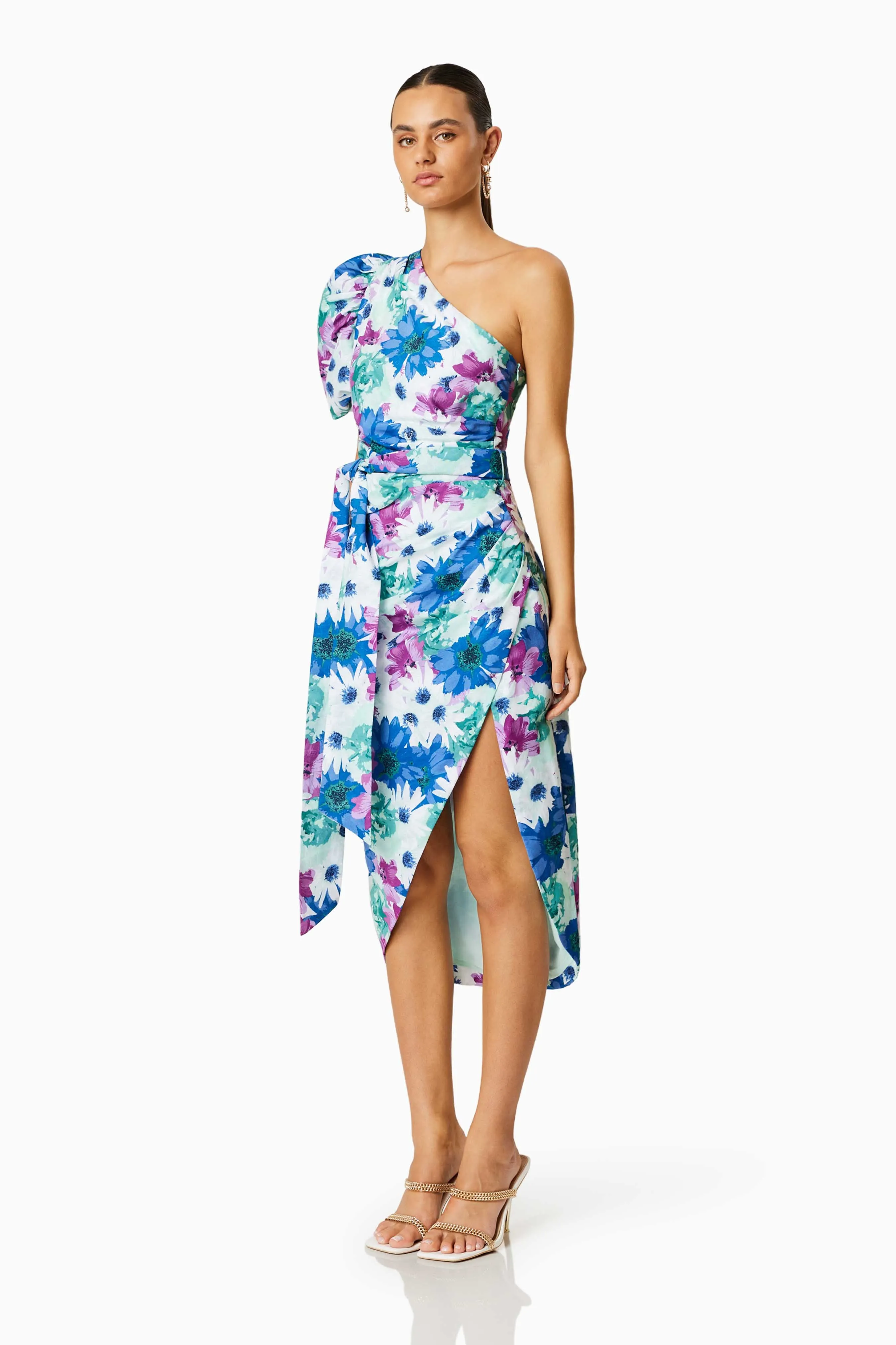 Elliatt Cove Floral Linen Midi Dress