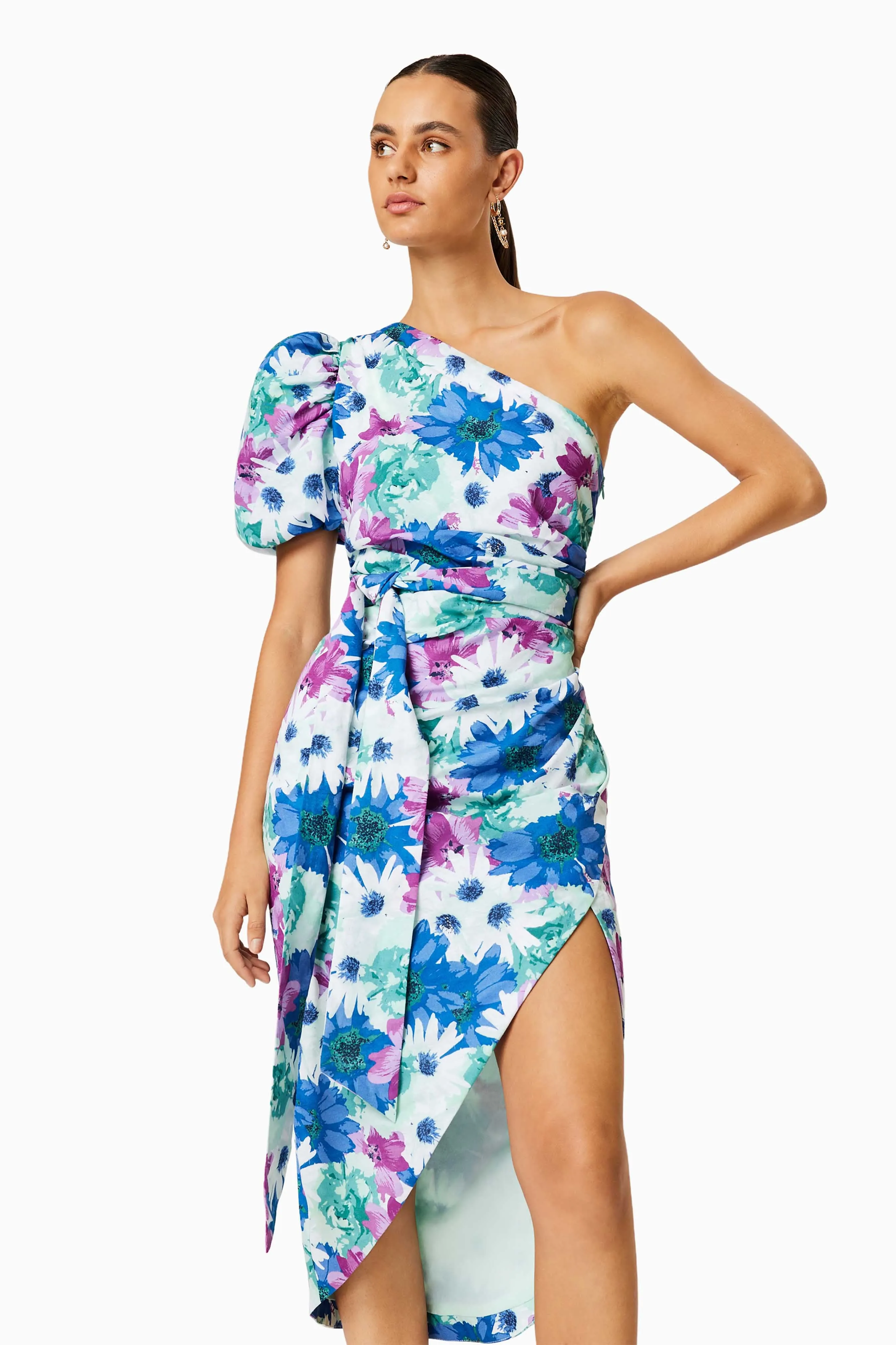 Elliatt Cove Floral Linen Midi Dress