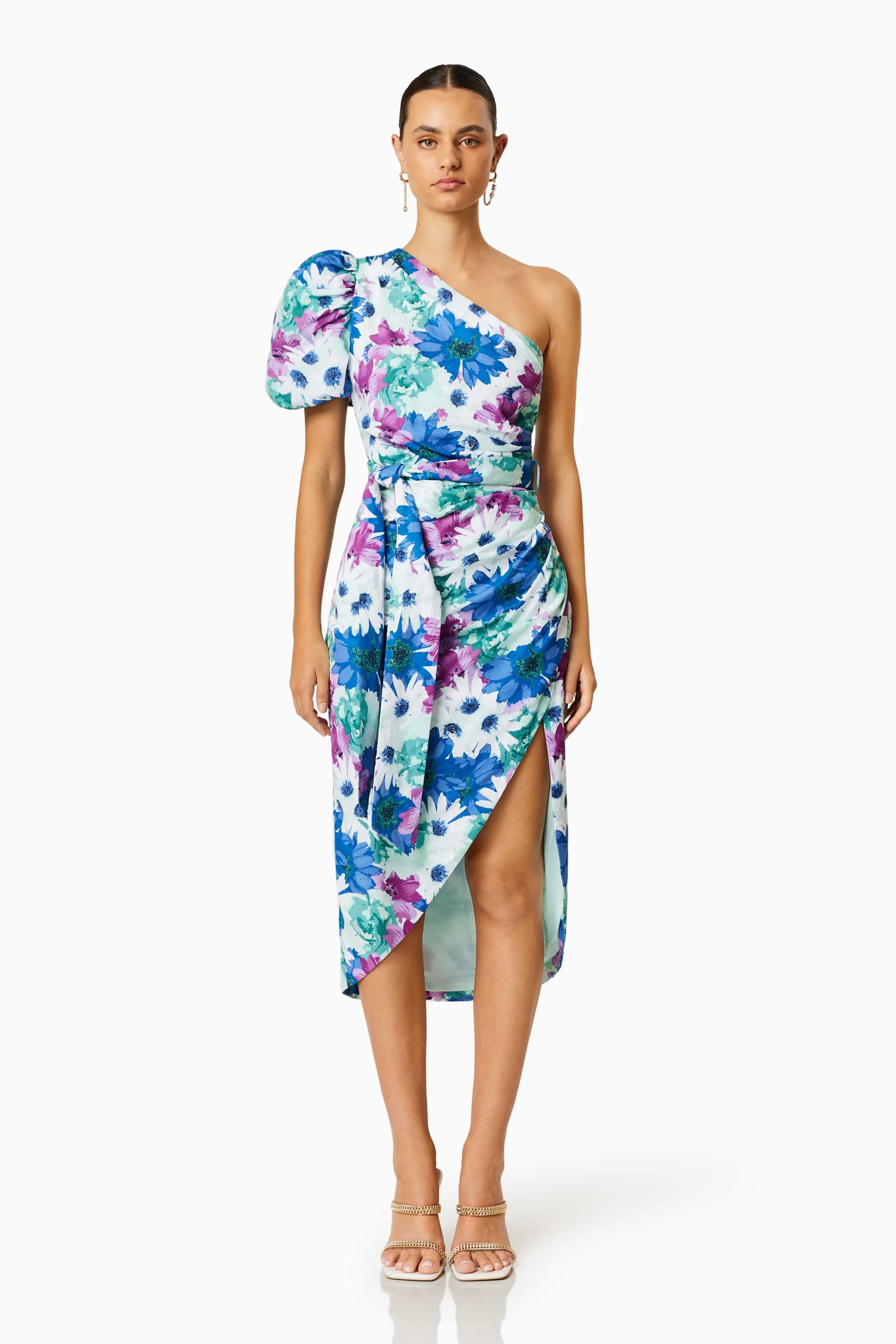 Elliatt Cove Floral Linen Midi Dress