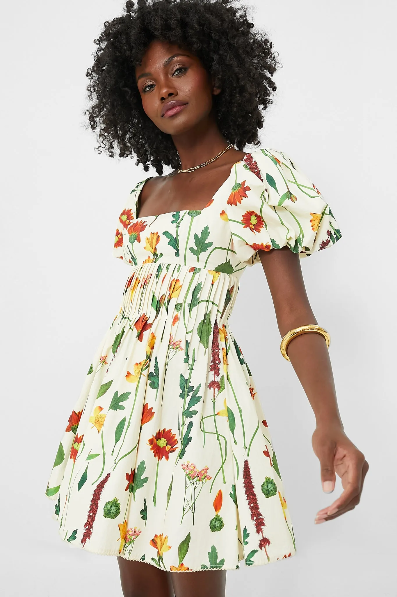 Exclusive Ivory Floral Caramelo Mini Dress