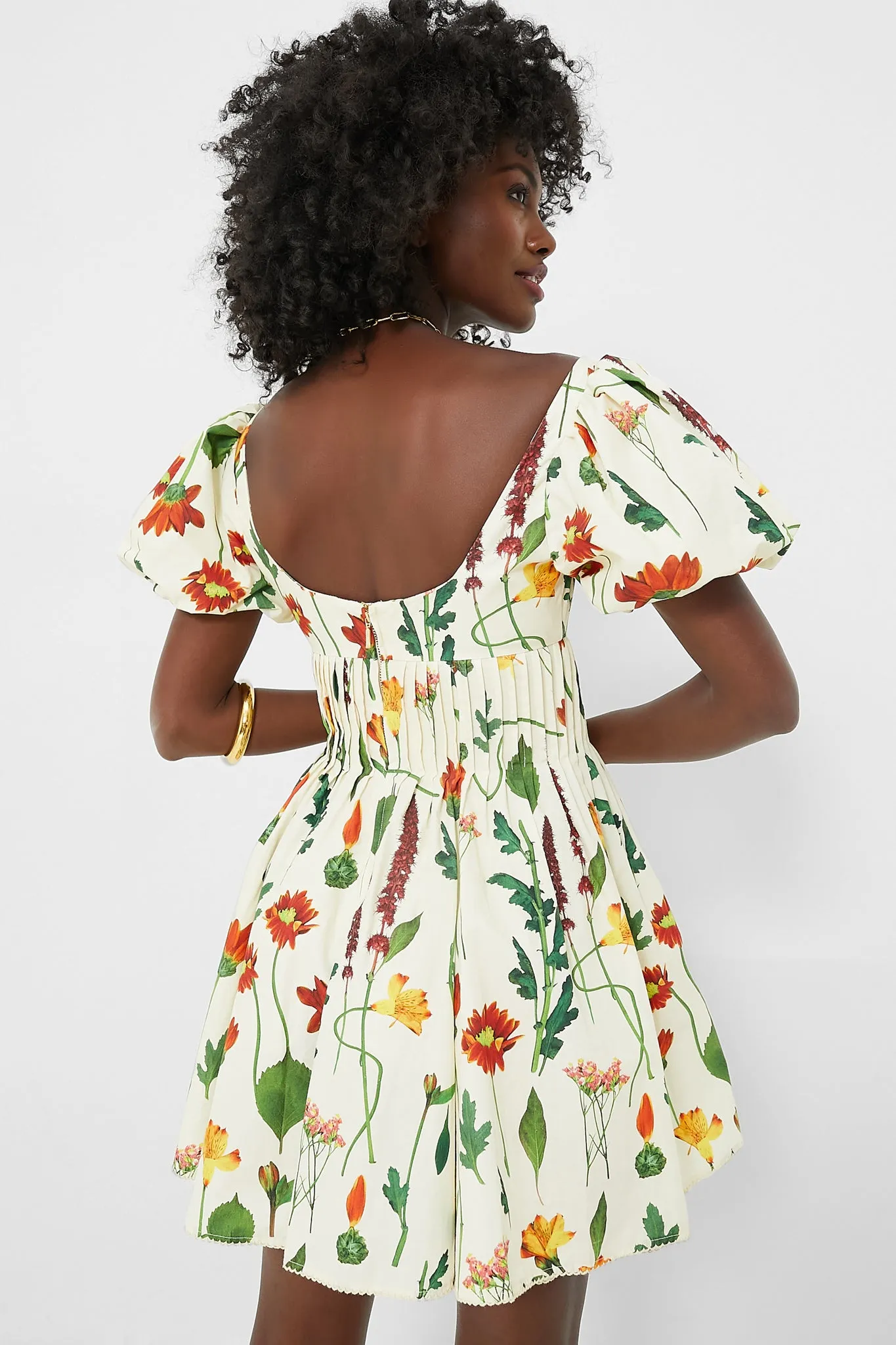 Exclusive Ivory Floral Caramelo Mini Dress