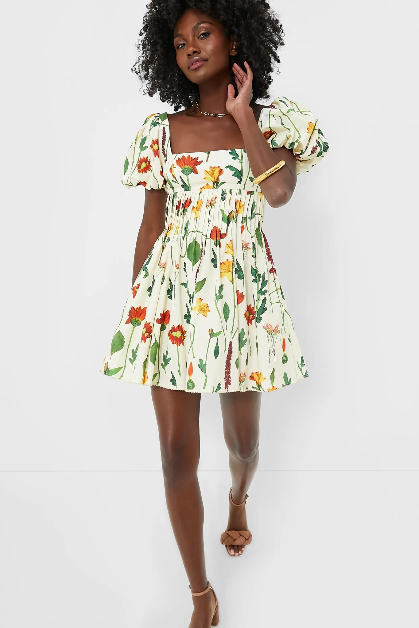 Exclusive Ivory Floral Caramelo Mini Dress