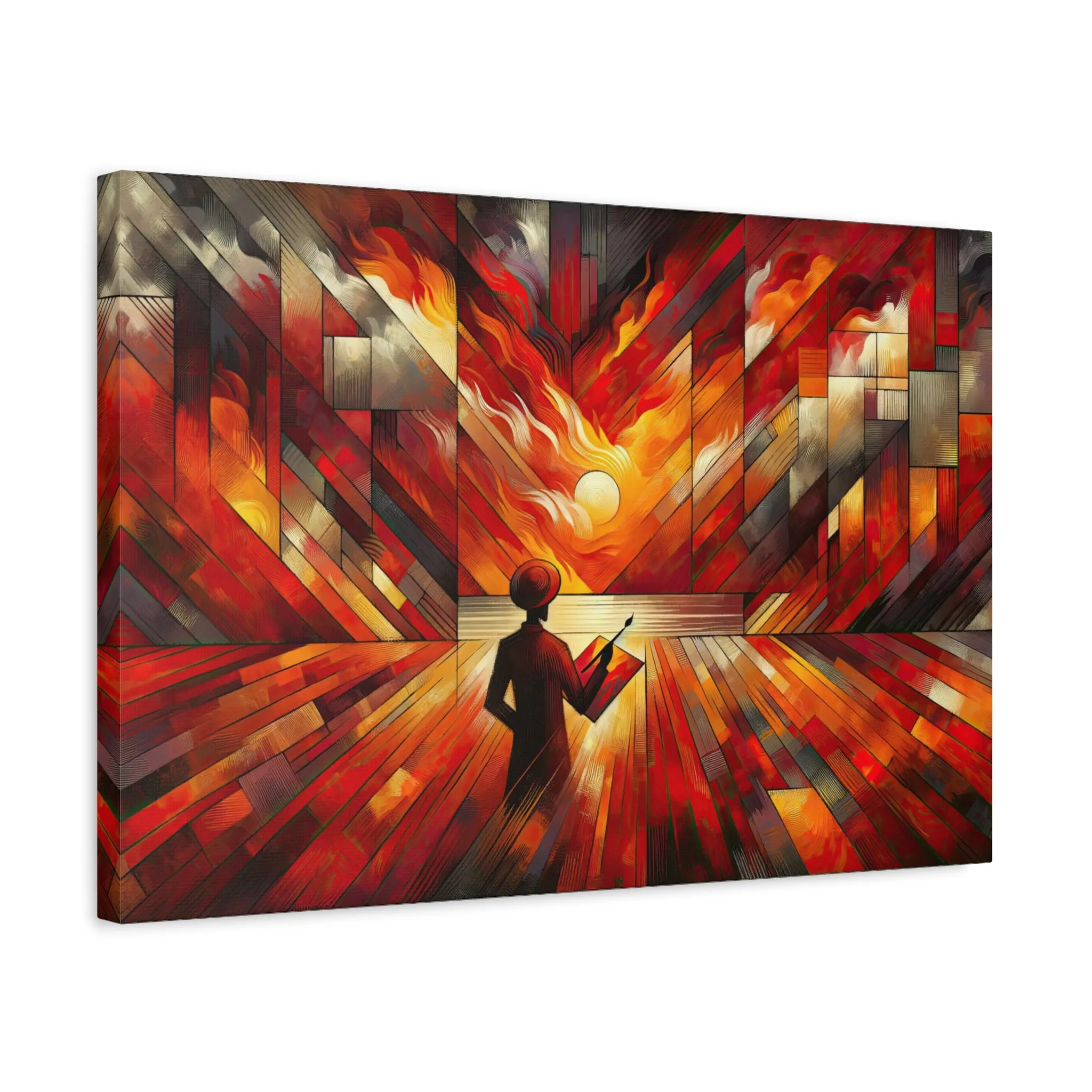 Fiery Intensity: A Cubist Masterpiece - canvas