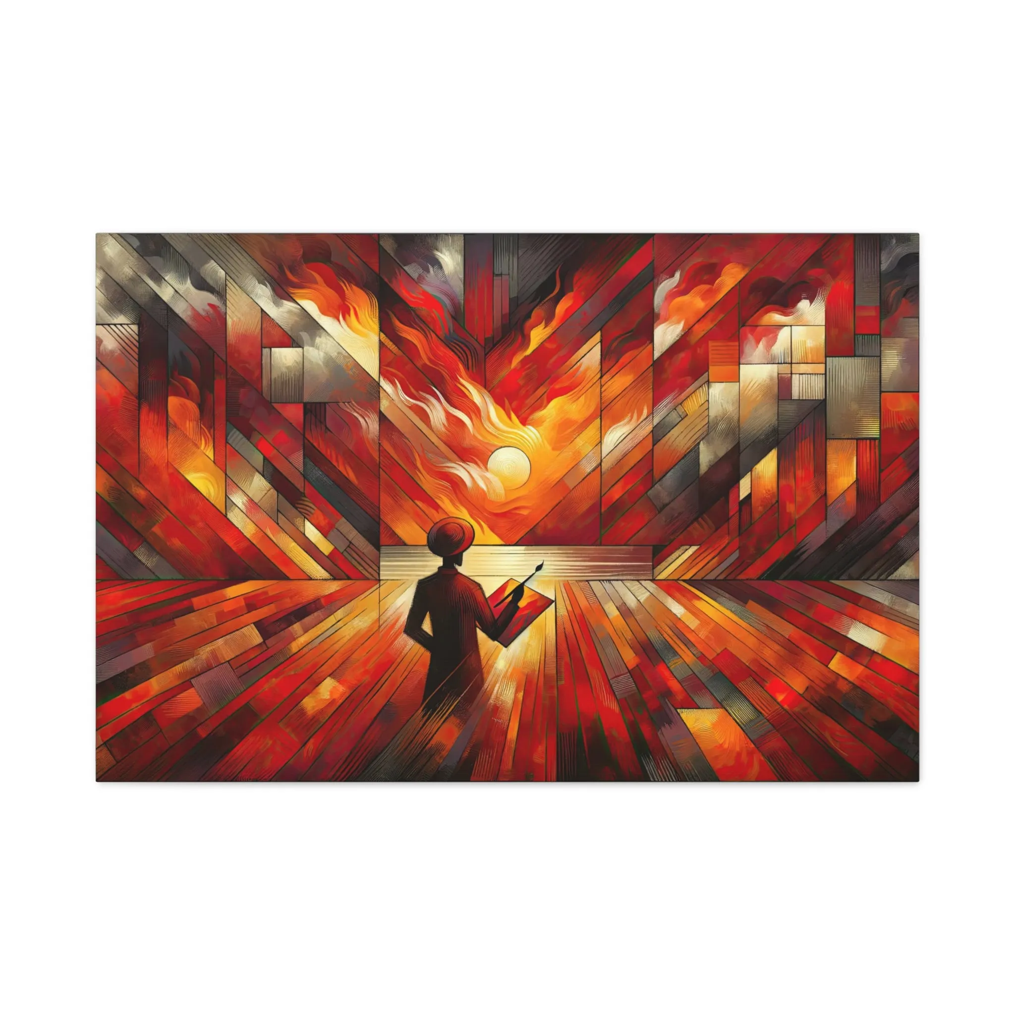 Fiery Intensity: A Cubist Masterpiece - canvas