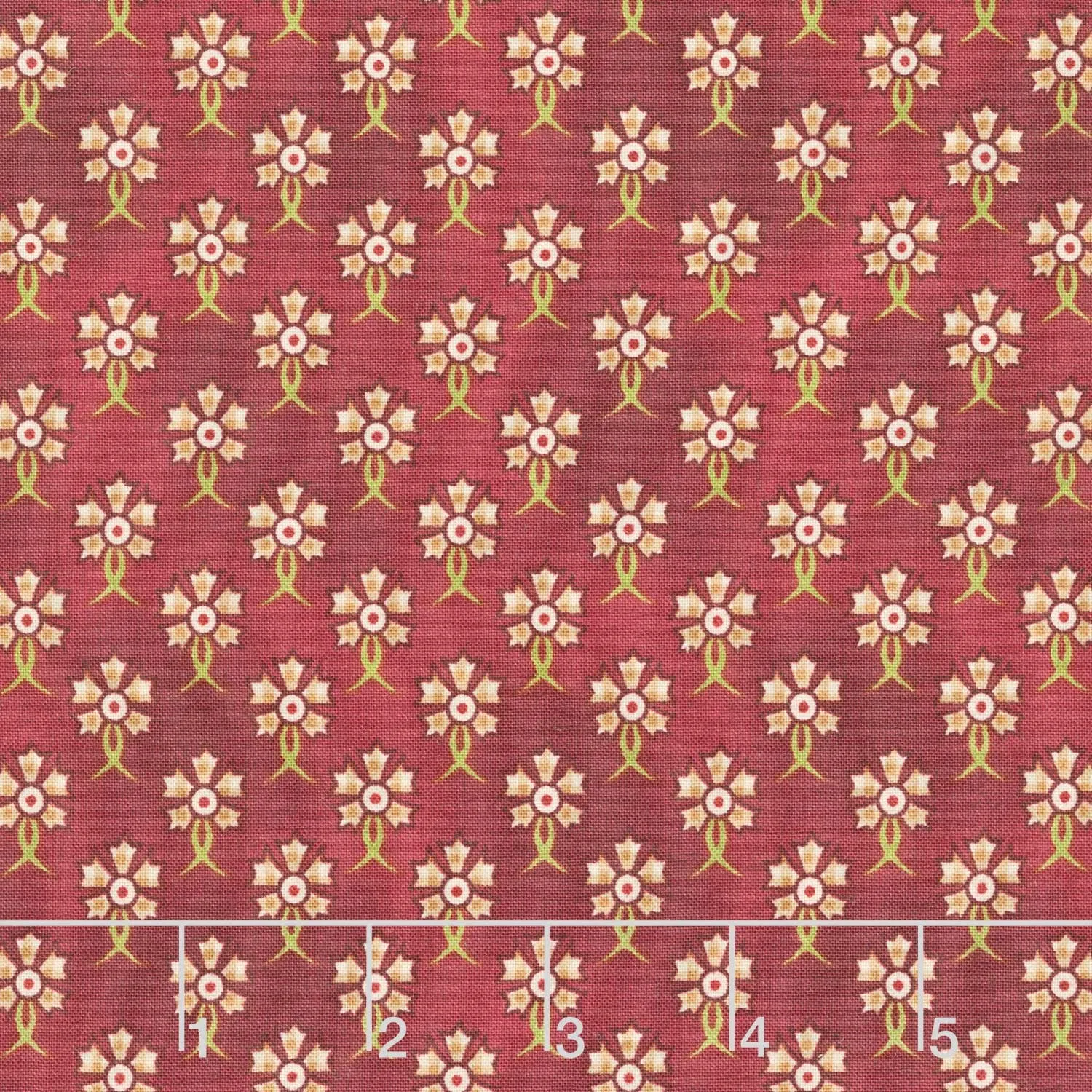 Garnets and Gingham - Gingham Folk Floral Garnet Yardage