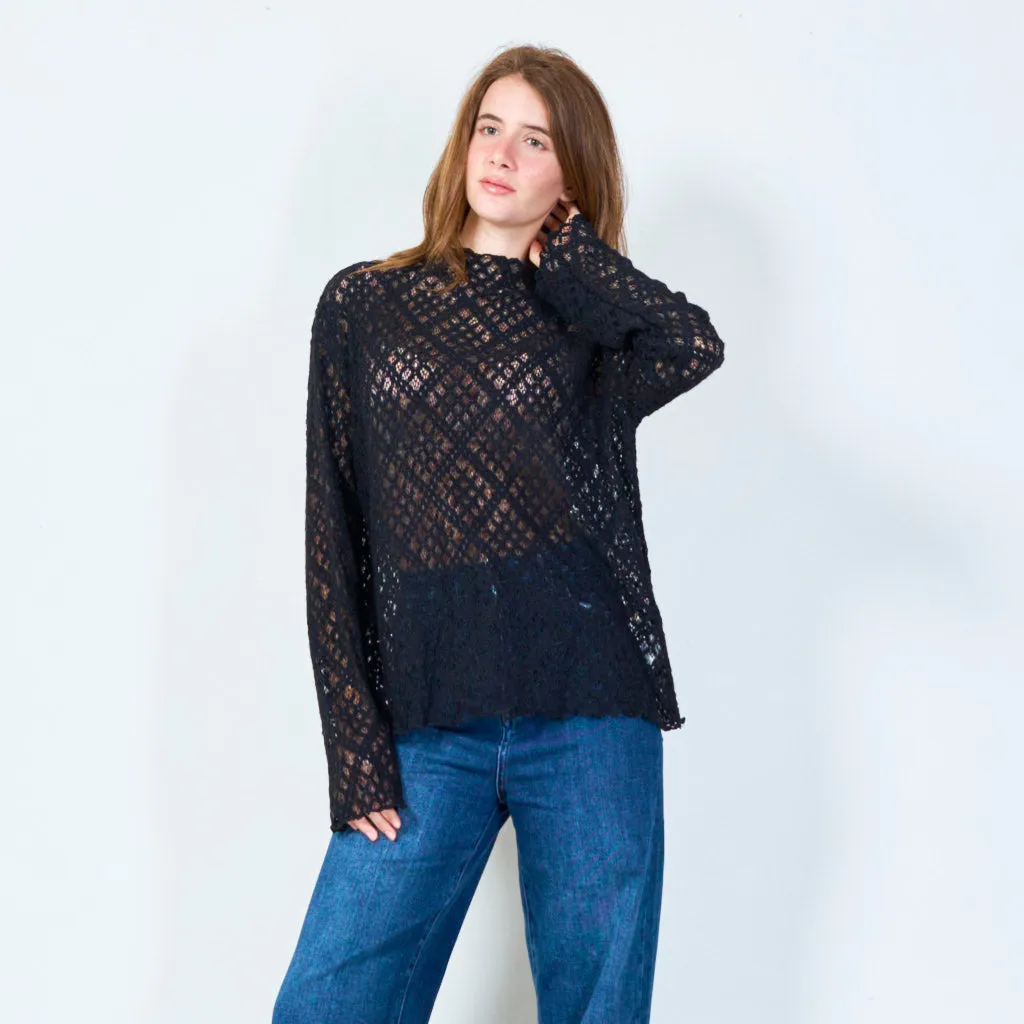 Geometric lace top with intricate patterns wholesale