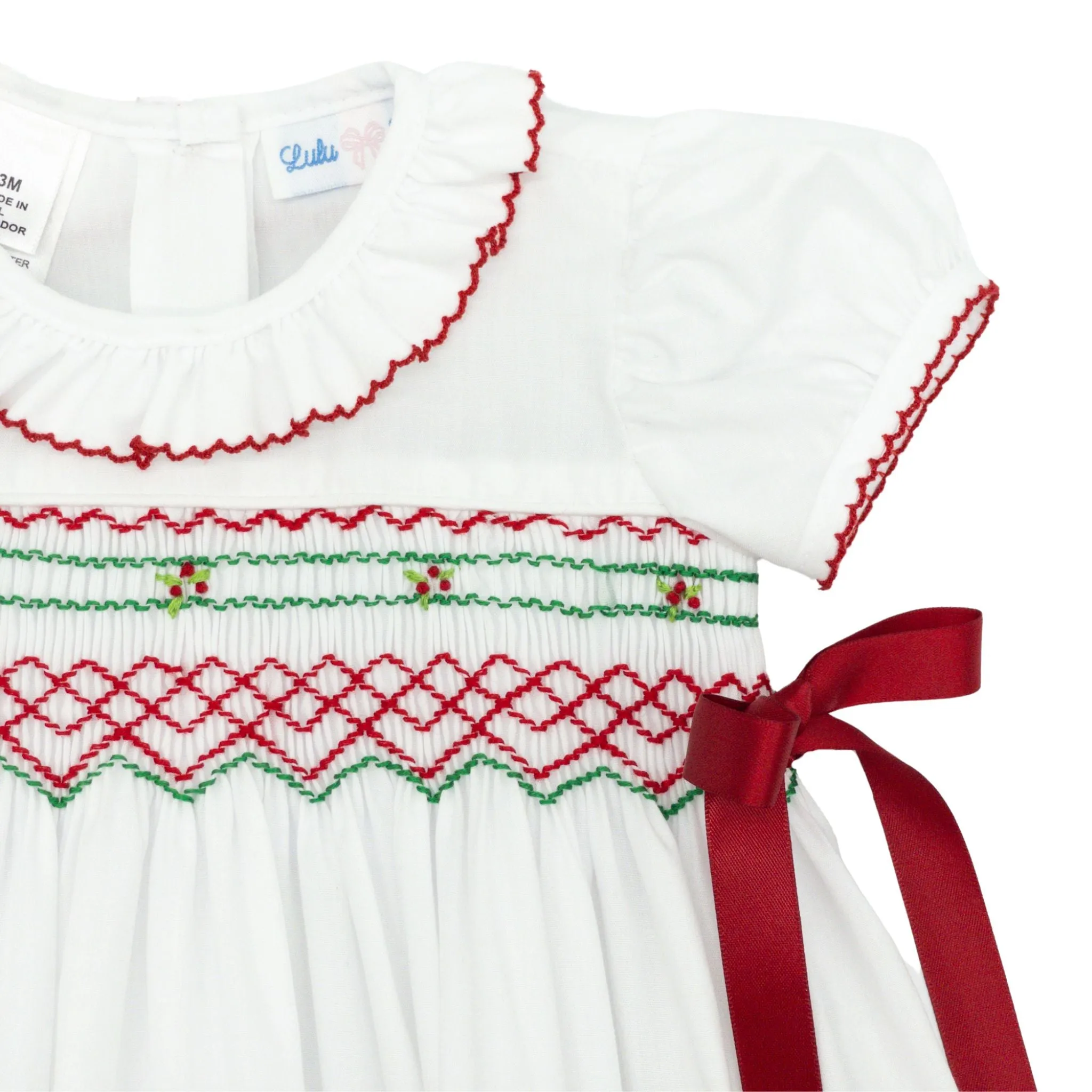 Girls Christmas Geometrics Smocked Bubble - FINAL SALE