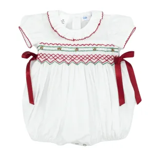 Girls Christmas Geometrics Smocked Bubble - FINAL SALE