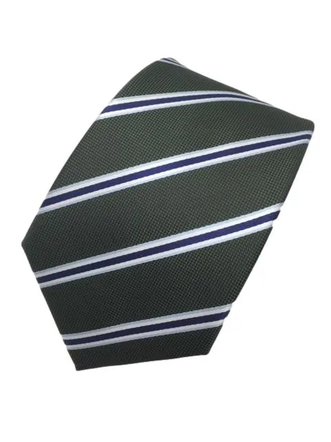 Hunter Green Men's Tie with Navy Blue Stripes