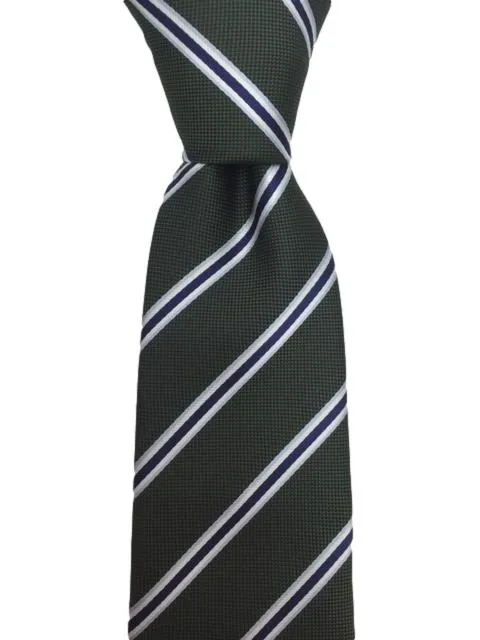 Hunter Green Men's Tie with Navy Blue Stripes