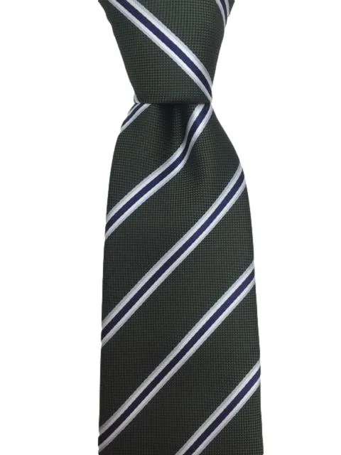 Hunter Green Men's Tie with Navy Blue Stripes