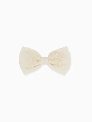 Ivory Large Floral Bow Girl Clip