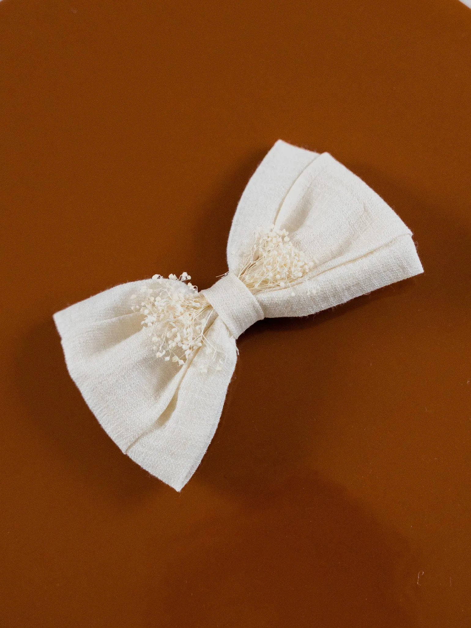 Ivory Large Floral Bow Girl Clip