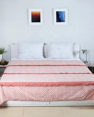 Leheriya Pink Cotton Bedcover | Double Bed | 108 x 100 inches