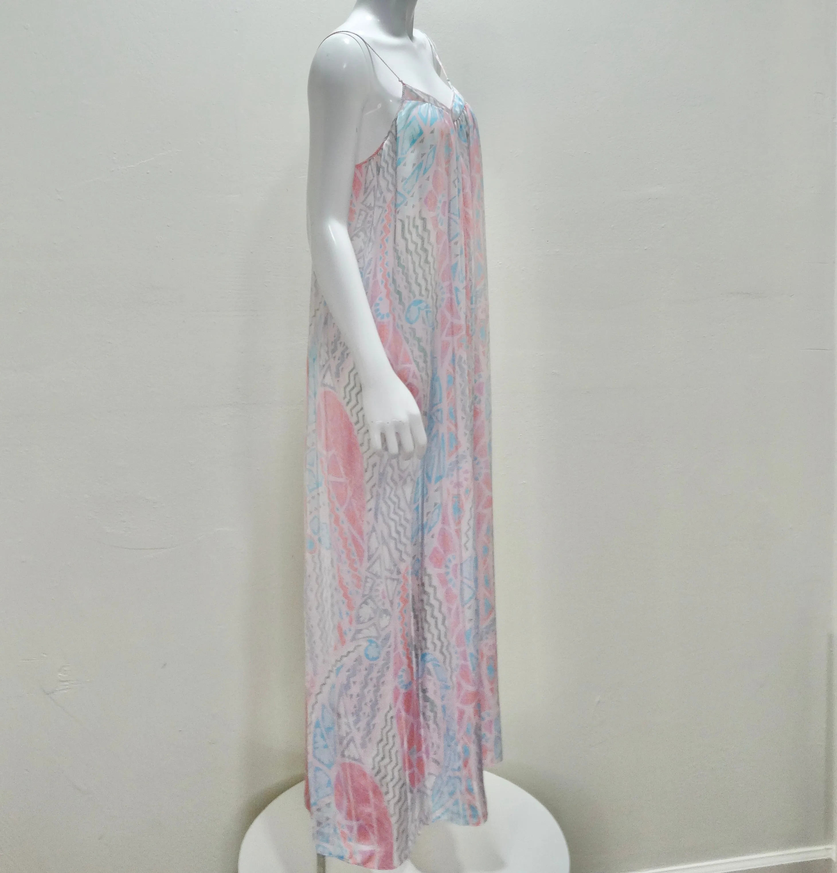 Mary McFadden 1980s Printed Slip Dress