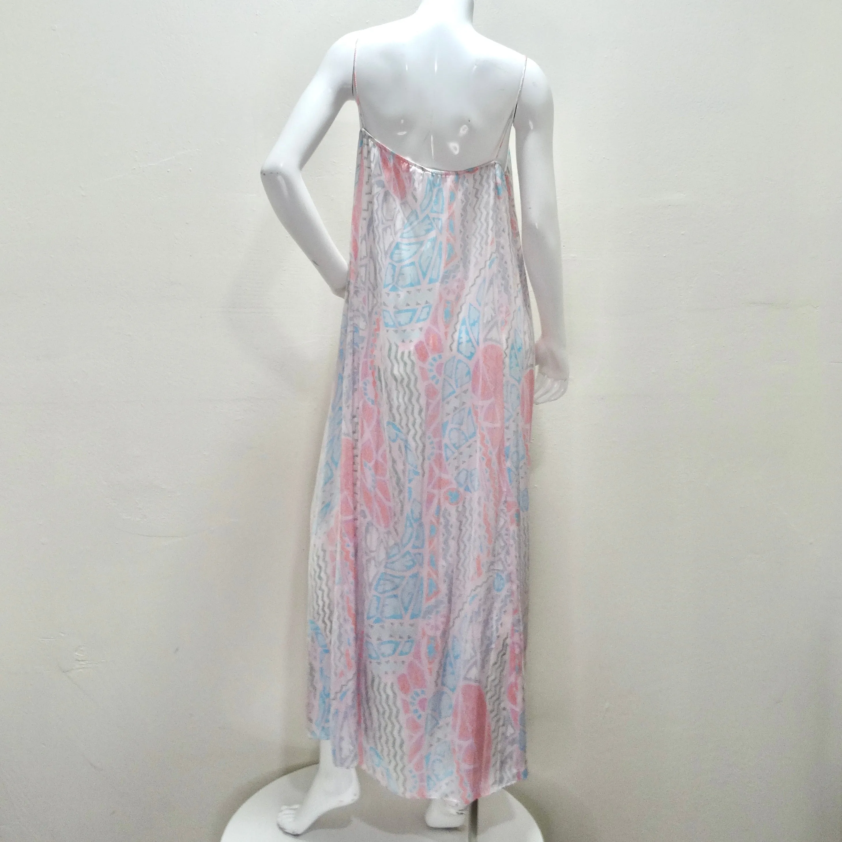 Mary McFadden 1980s Printed Slip Dress