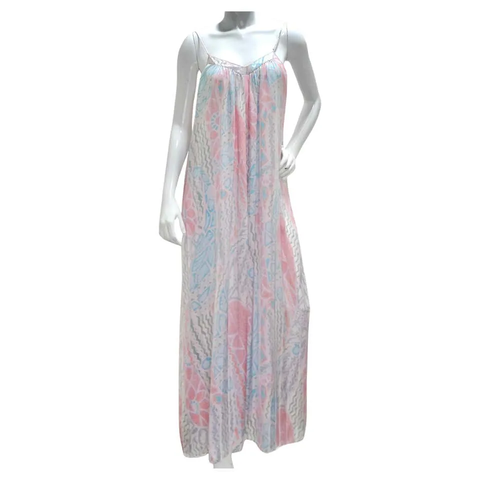 Mary McFadden 1980s Printed Slip Dress