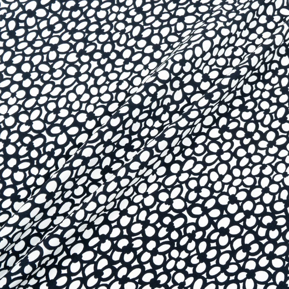 Monochrome Flower Printed Silk Marocain Crêpe